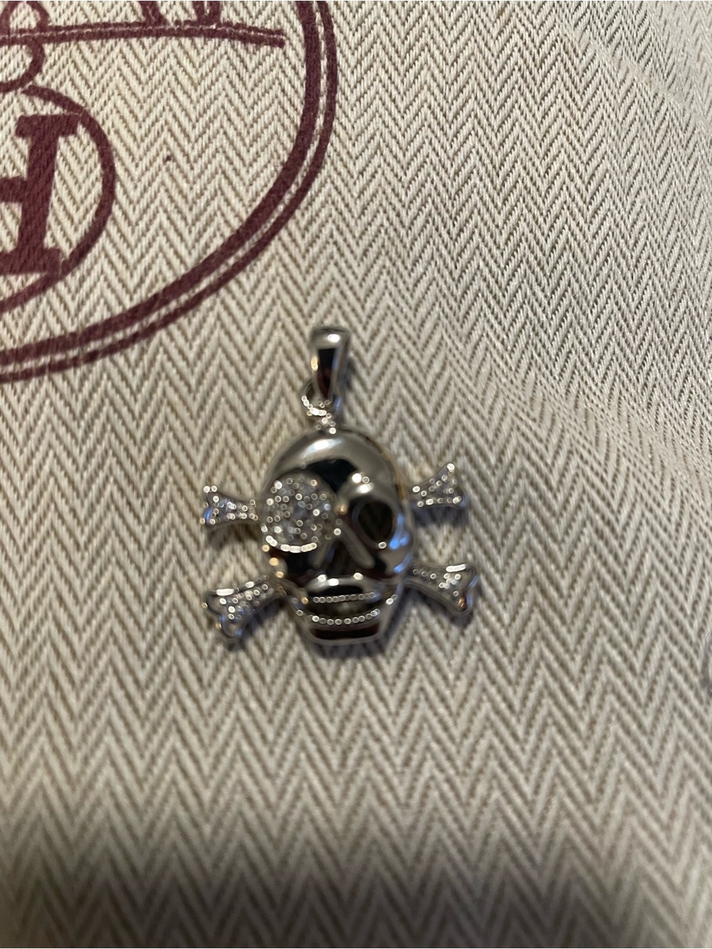 Sterling Silver Skull & Crossbones Pendant marked 925 - Silver